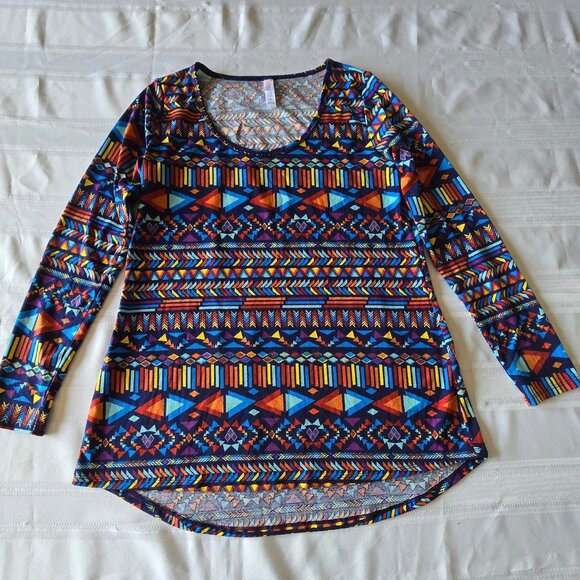 Size Small LULAROE Blue Multi print Long Pull Over - Picture 1 of 6